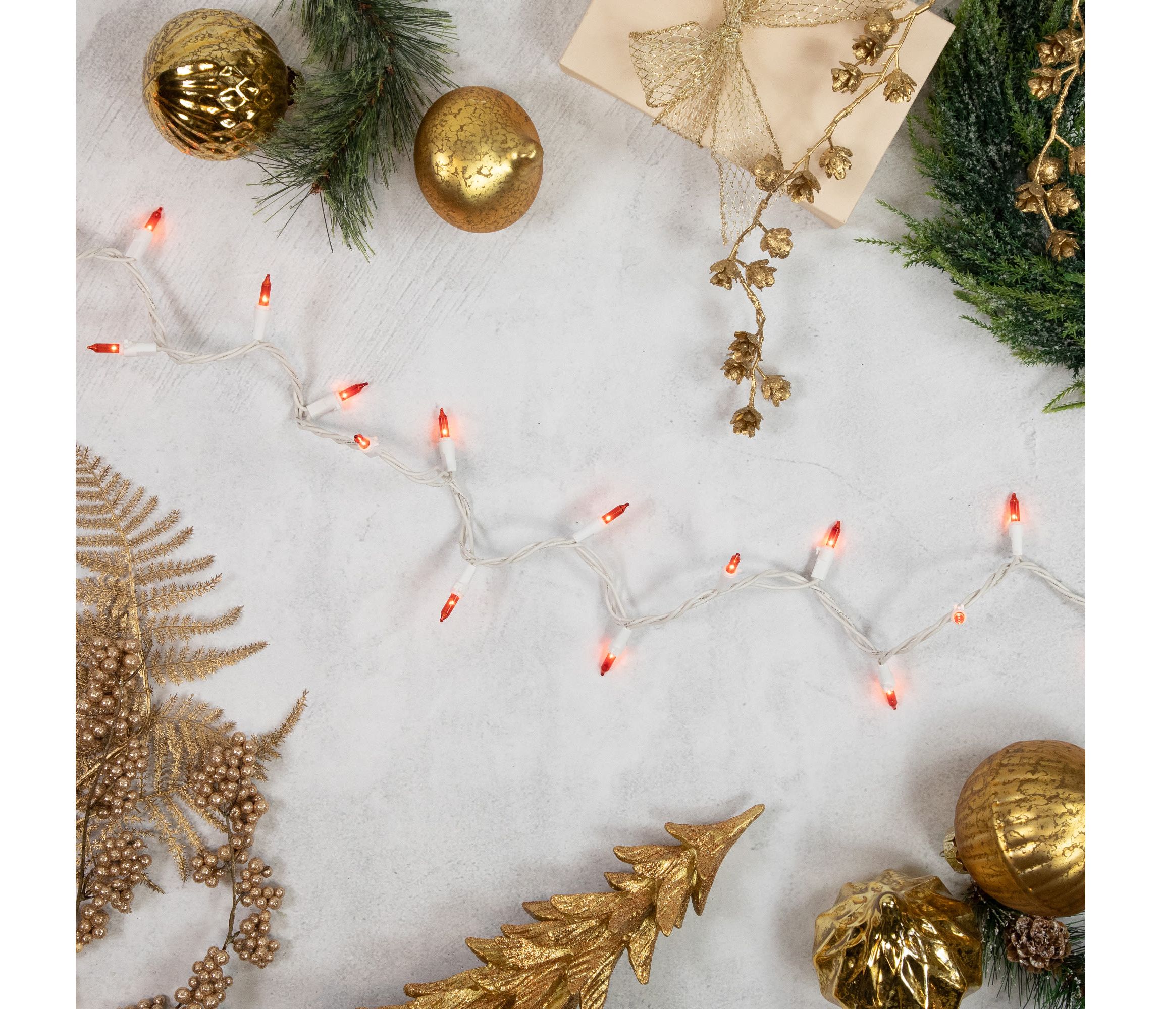 100-Count Orange Mini Christmas Lights Set  20.25ft White Wire