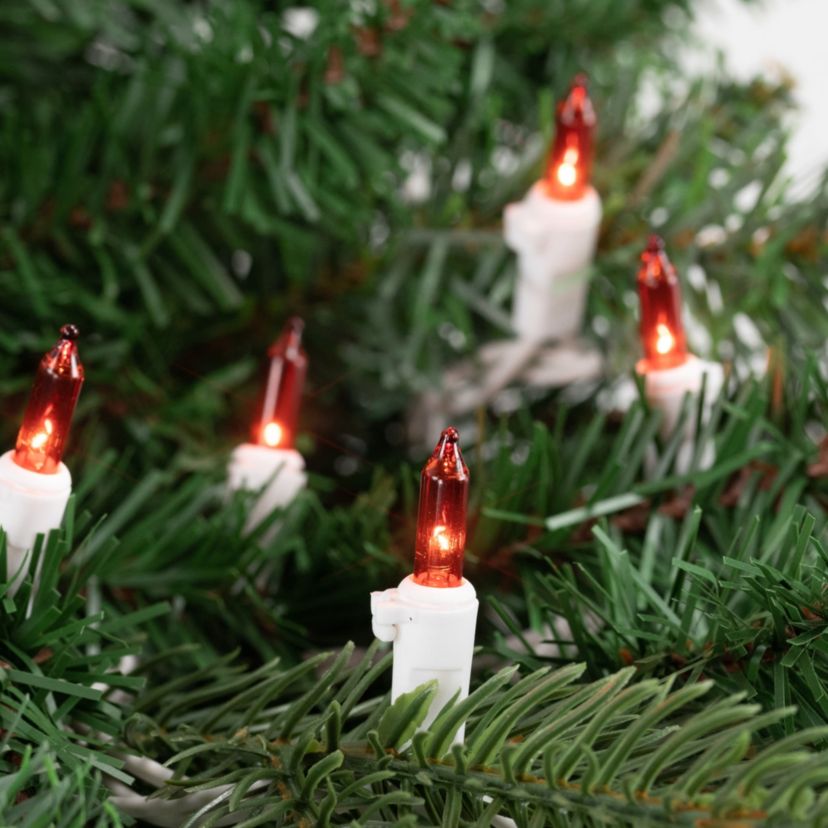 100-Count Orange Mini Christmas Lights Set  20.25ft White Wire