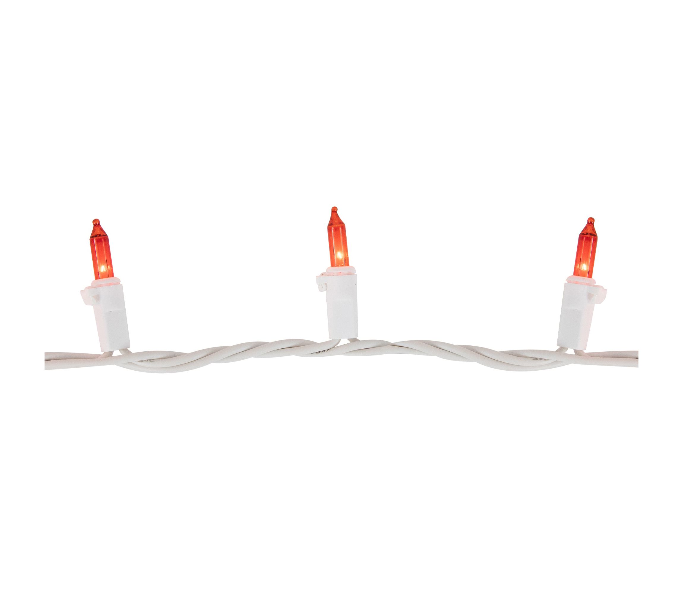 100-Count Orange Mini Christmas Lights Set  20.25ft White Wire