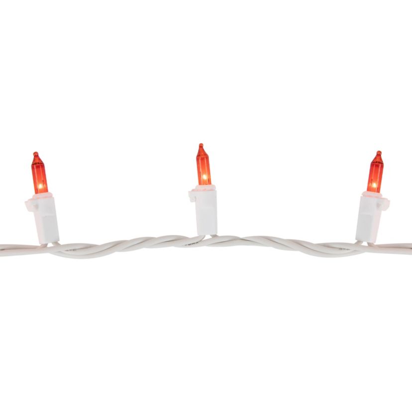 100-Count Orange Mini Christmas Lights Set  20.25ft White Wire