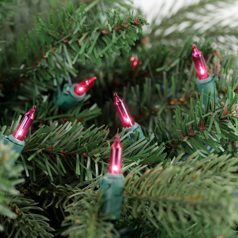 100ct Pink Mini Christmas Light Set  20.25ft Green Wire