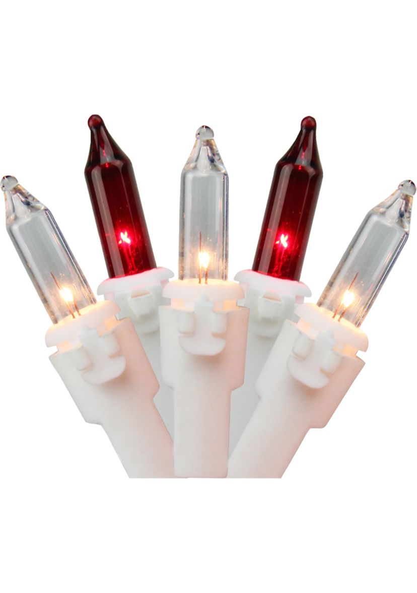 100-Count Red and Clear Mini Christmas Light Set  20.25ft White Wire