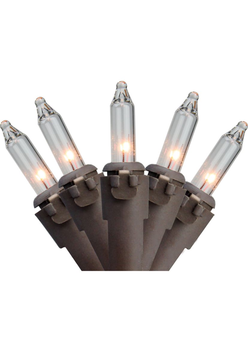 300-Count Clear Mini Christmas Lights Set  62.25ft Brown Wire