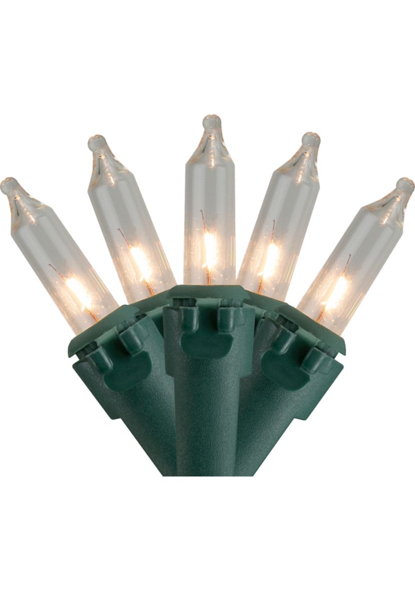 300-Count Clear Mini Christmas Light Set  61ft Green Wire