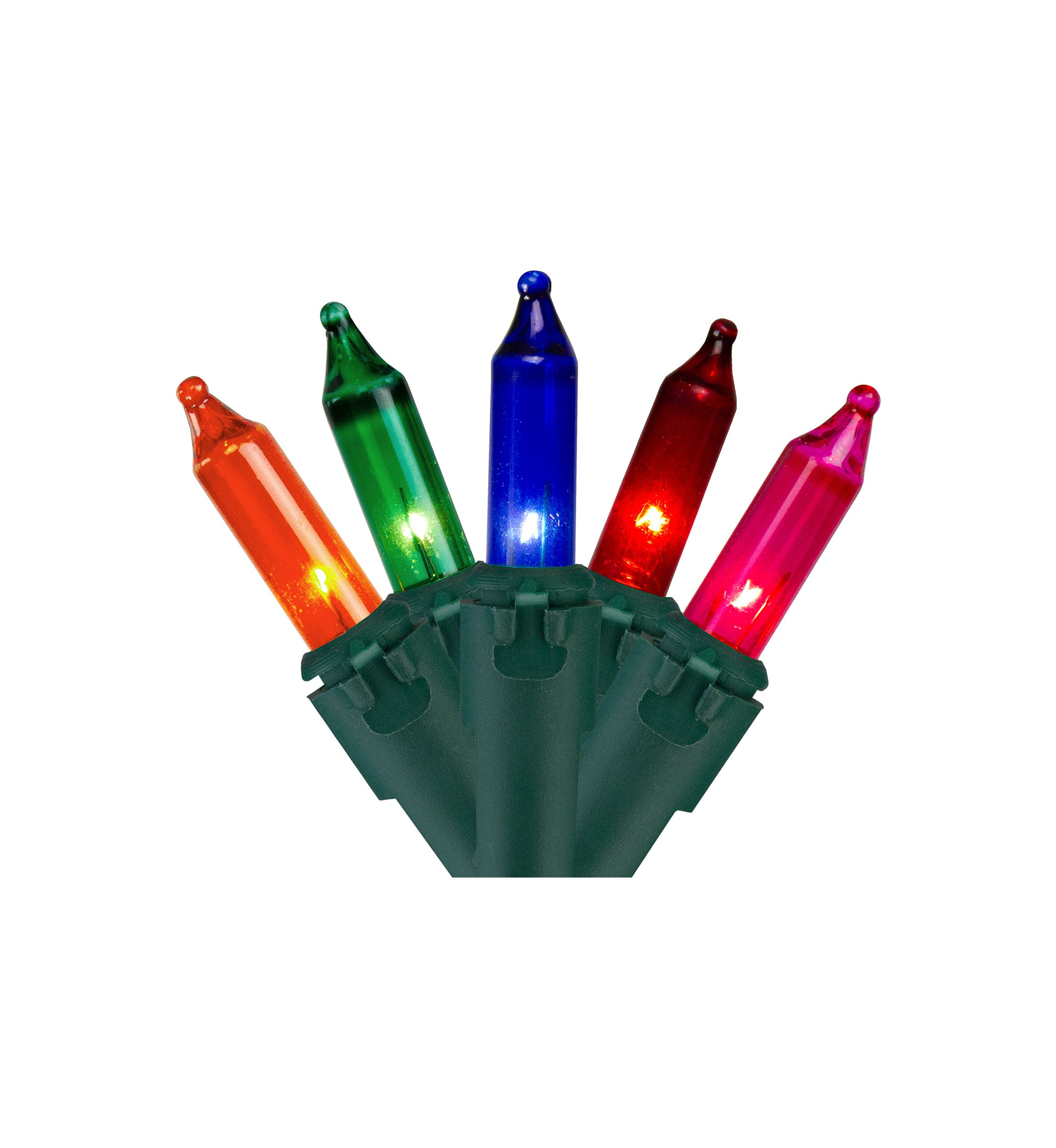 Set of 300 Multi-Color Mini Christmas Lights 2.5Inch Spacing - Green Wire