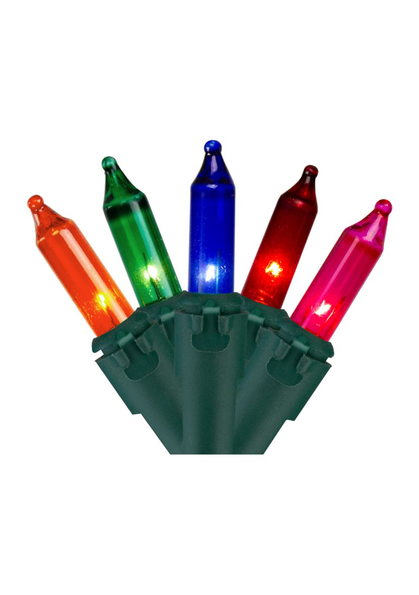 Set of 300 Multi-Color Mini Christmas Lights 2.5Inch Spacing - Green Wire