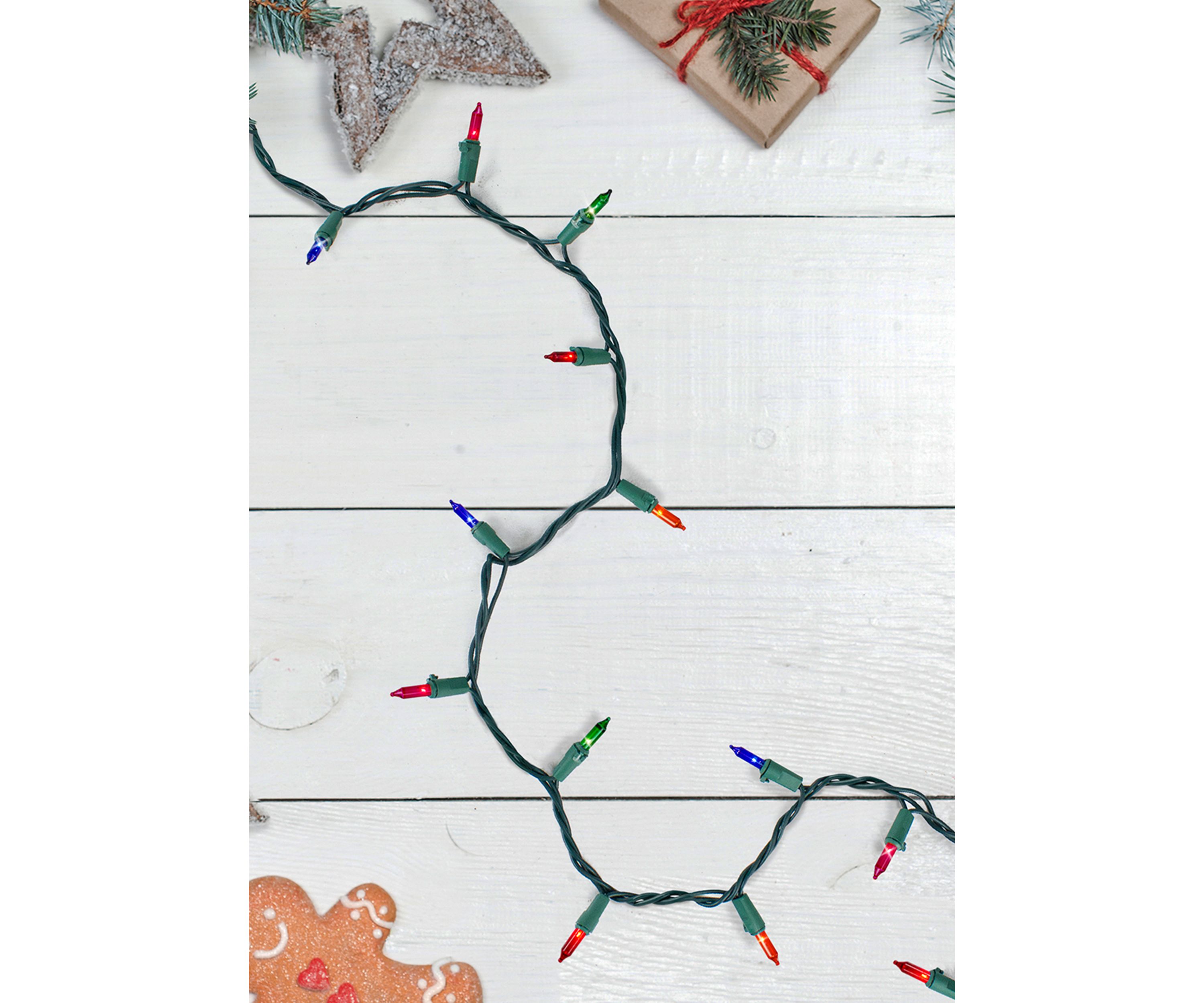 Set of 300 Multi-Color Mini Christmas Lights 2.5Inch Spacing - Green Wire