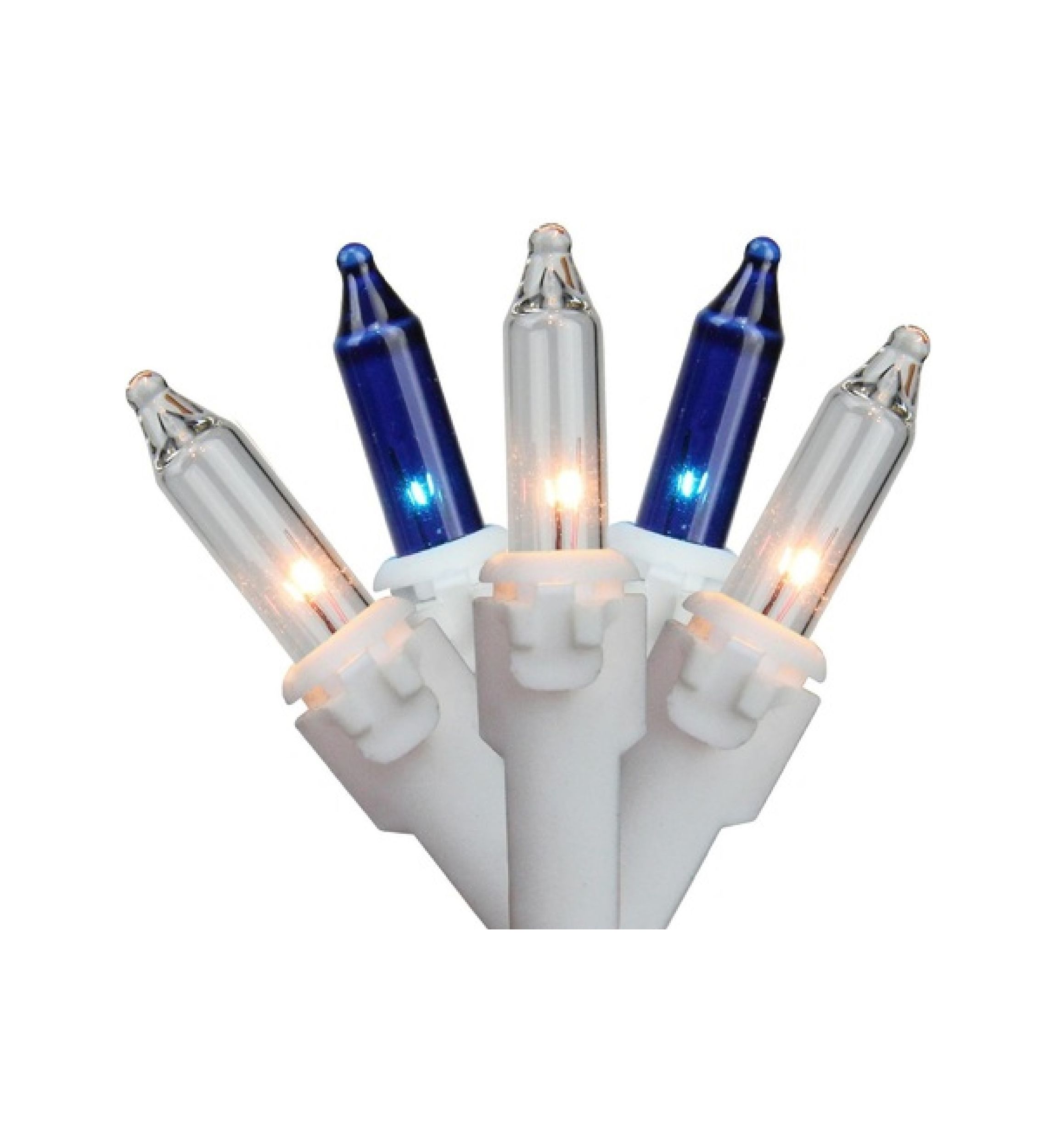 Set of 150 Blue & Clear Mini Icicle Christmas Lights 3Inch Spacing - White Wire