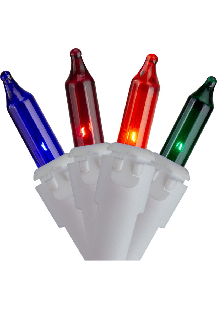 Set of 150 Multi-Color Mini Icicle Christmas Lights 3Inch Spacing - White Wire
