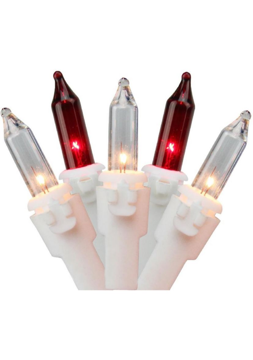 150 Red and Clear Mini Icicle Christmas Lights - 8.75 ft White Wire