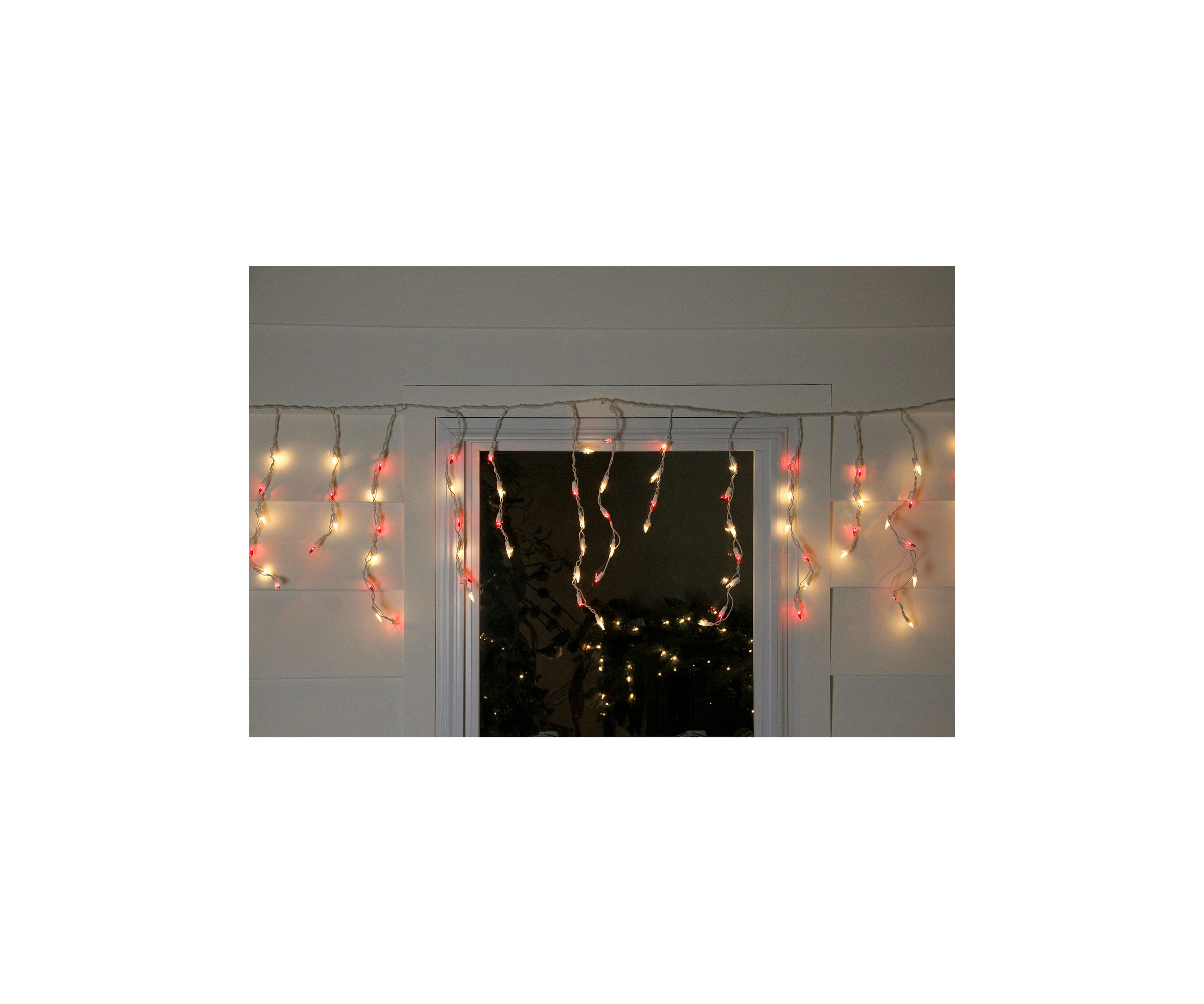 150 Red and Clear Mini Icicle Christmas Lights - 8.75 ft White Wire