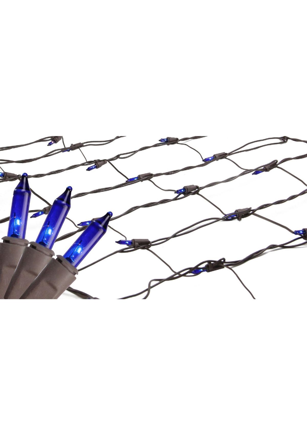 2 x 8 Blue Mini Tree Trunk Wrap Christmas Net Lights - Brown Wire