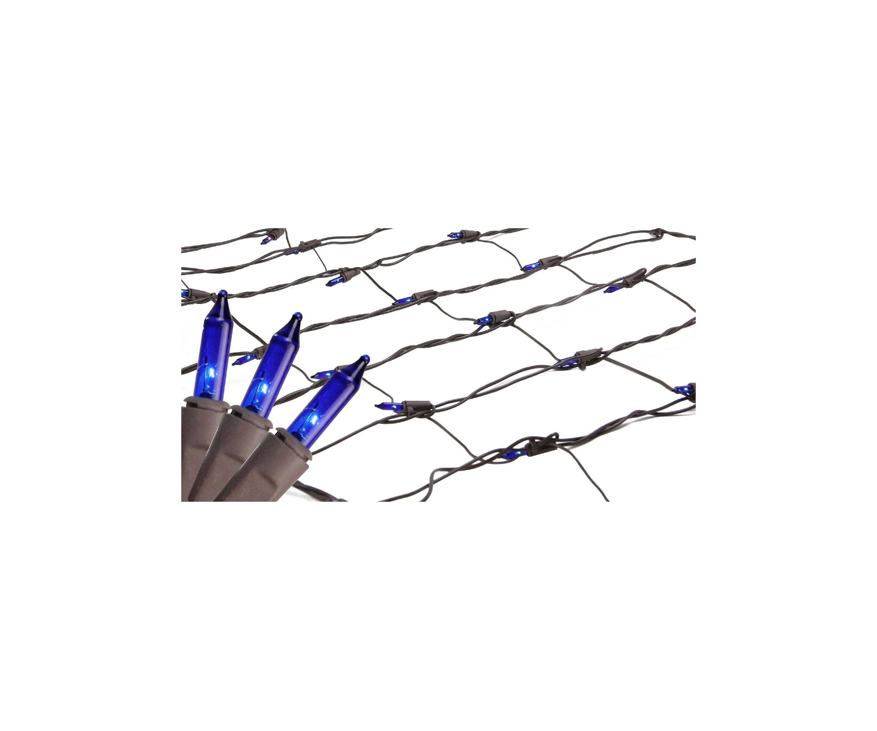 2 x 8 Blue Mini Tree Trunk Wrap Christmas Net Lights - Brown Wire