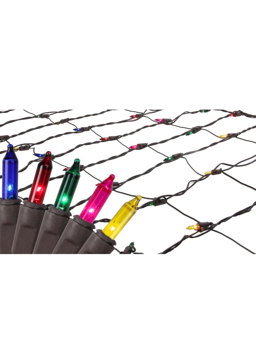 2 x 8 Multi-Color Mini Net Style Christmas Lights - Brown Wire