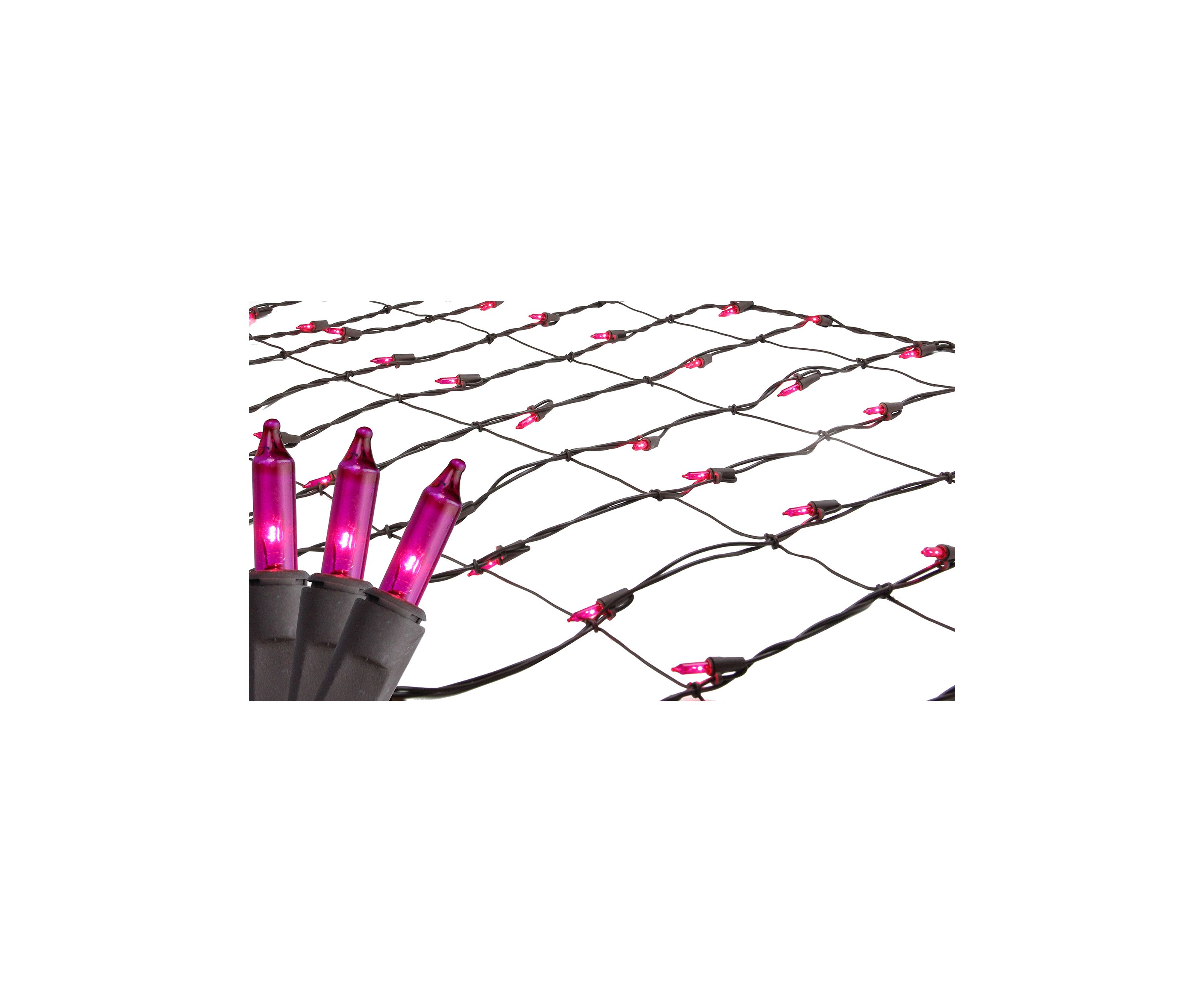 2 x 8 Pink Mini Net Style Tree Trunk Wrap Christmas Net Lights - Brown Wire