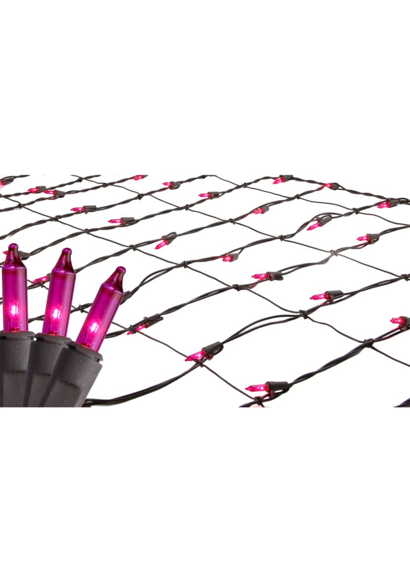 2 x 8 Pink Mini Net Style Tree Trunk Wrap Christmas Net Lights - Brown Wire