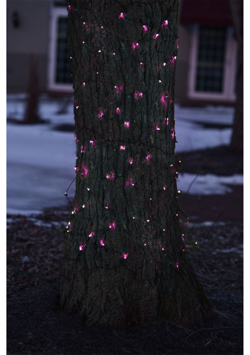 2 x 8 Pink Mini Net Style Tree Trunk Wrap Christmas Net Lights - Brown Wire