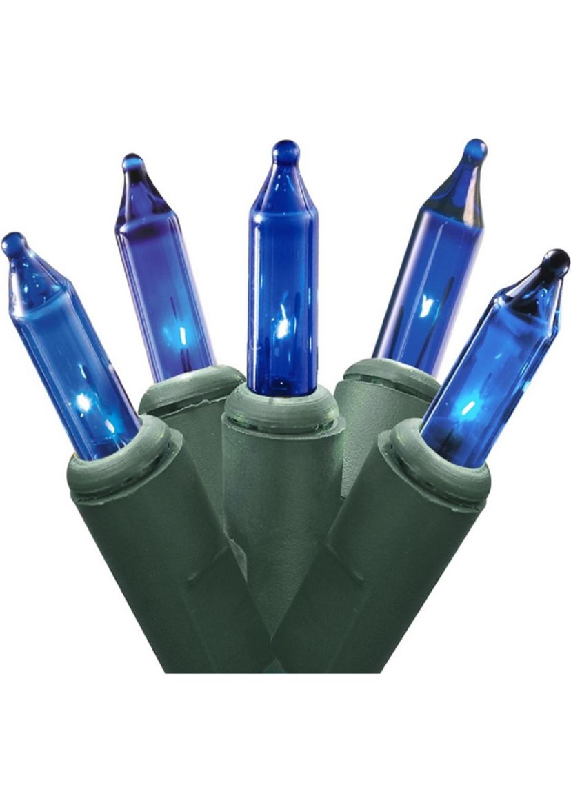 4 x 6 Blue Mini Incandescent Net Style Christmas Lights - Green Wire