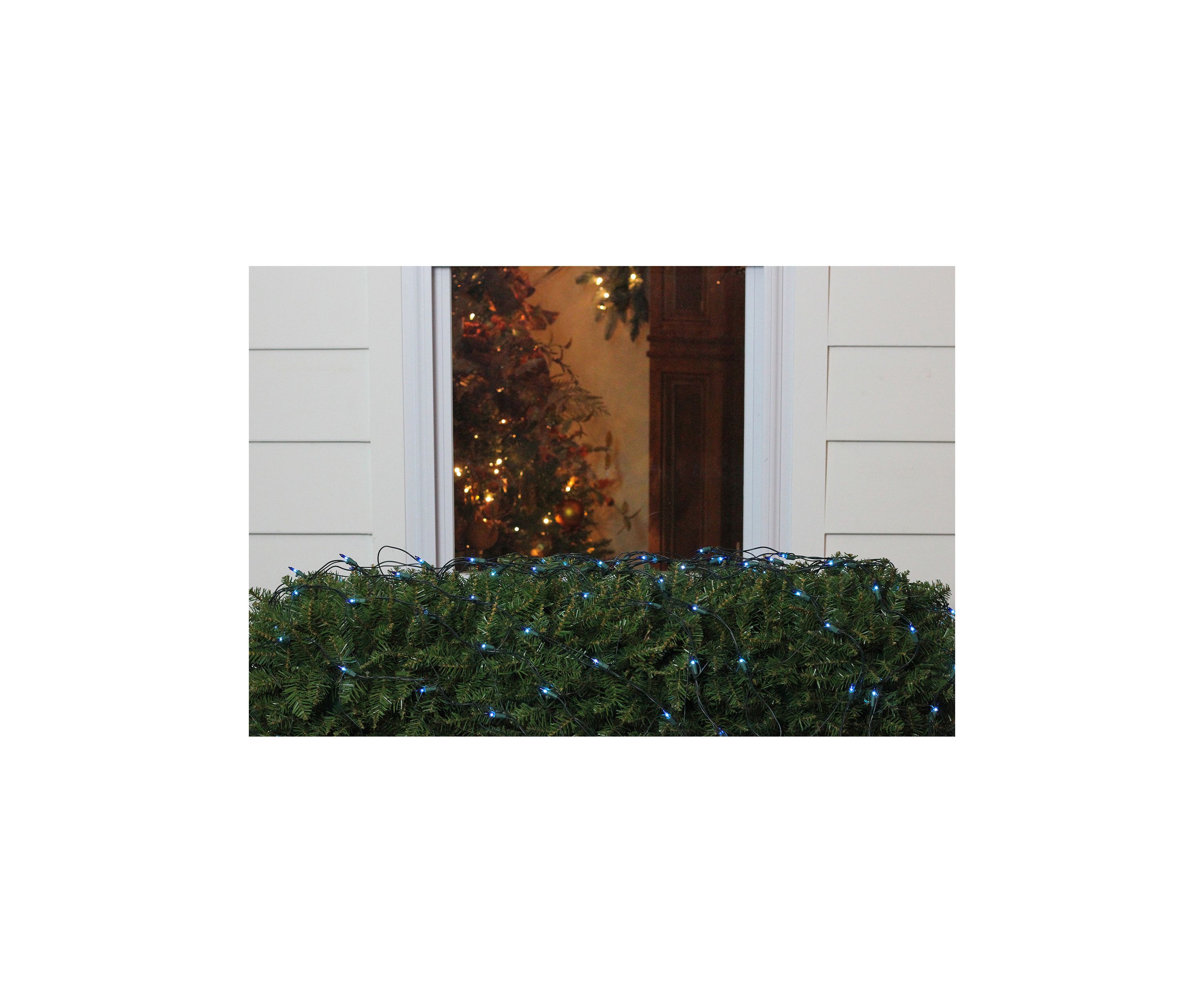 4 x 6 Blue Mini Incandescent Net Style Christmas Lights - Green Wire