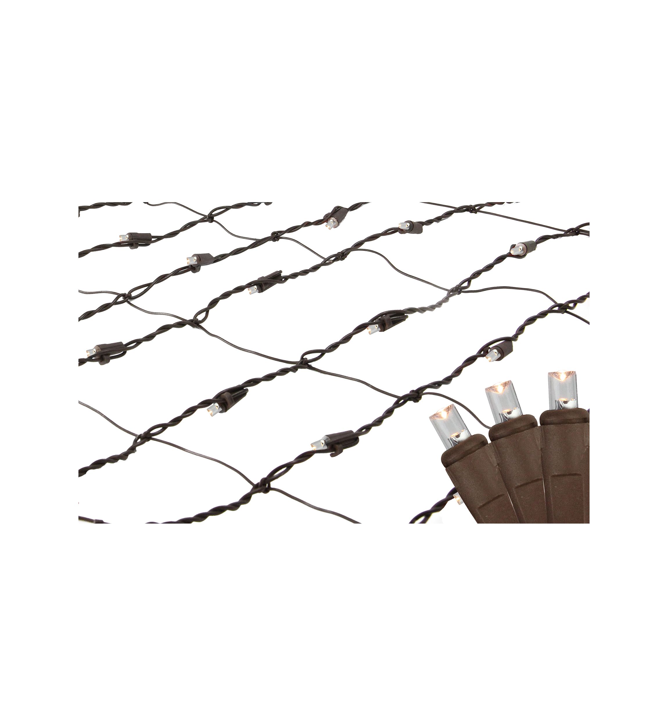 2 x 8 Clear LED Tree Trunk Wrap Net Style Christmas Lights - Brown Wire