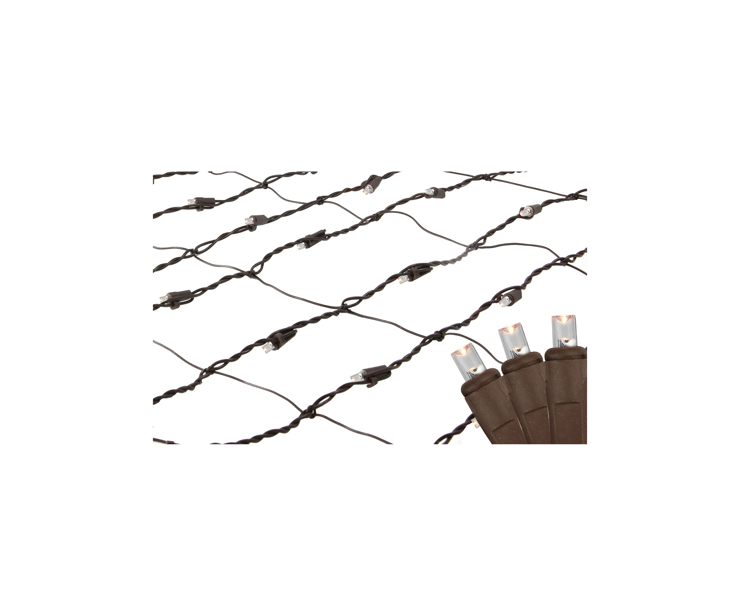 2 x 8 Clear LED Tree Trunk Wrap Net Style Christmas Lights - Brown Wire