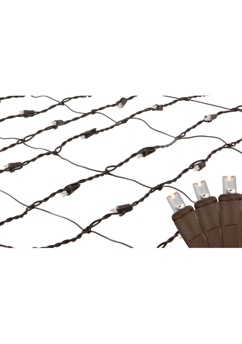2 x 8 Clear LED Tree Trunk Wrap Net Style Christmas Lights - Brown Wire