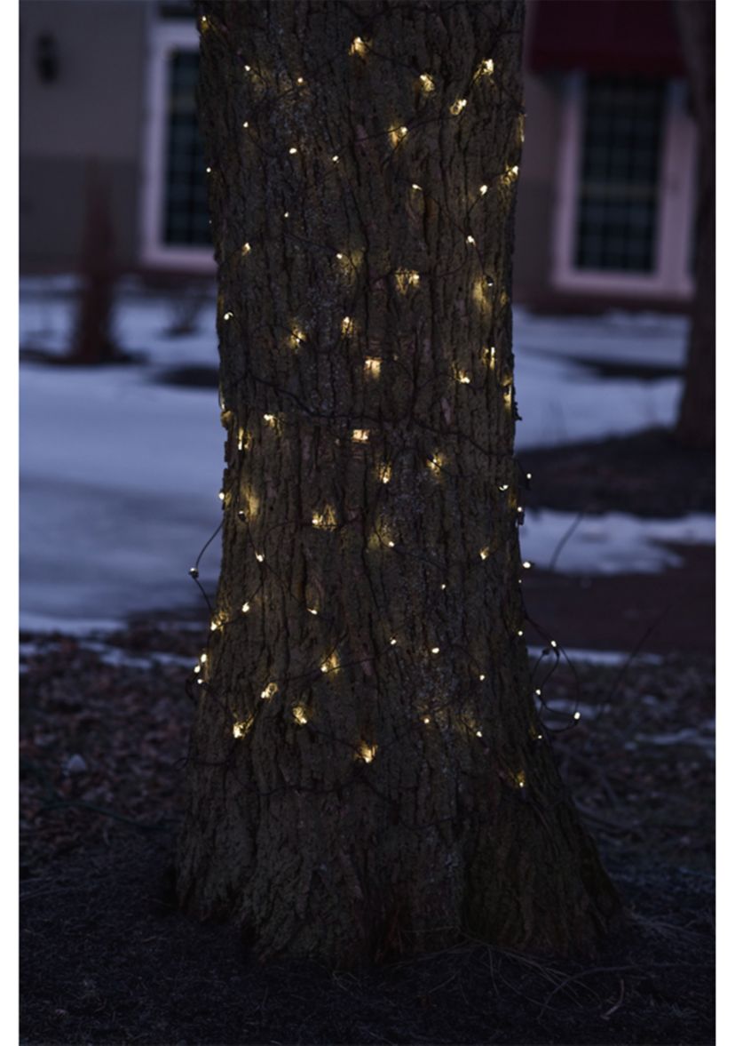 2 x 8 Clear LED Tree Trunk Wrap Net Style Christmas Lights - Brown Wire