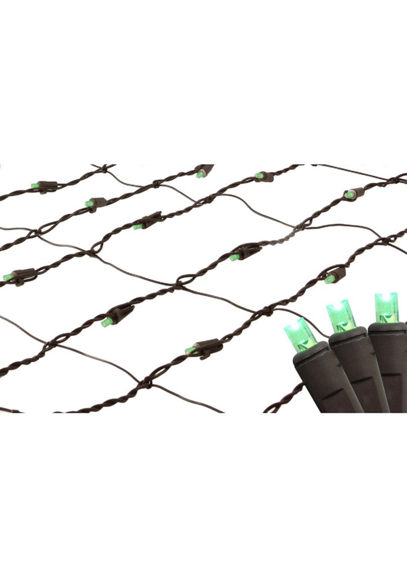 2 x 8 Green LED Tree Trunk Wrap Net Style Christmas Lights - Brown Wire