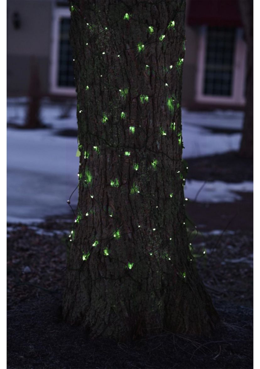 2 x 8 Green LED Tree Trunk Wrap Net Style Christmas Lights - Brown Wire