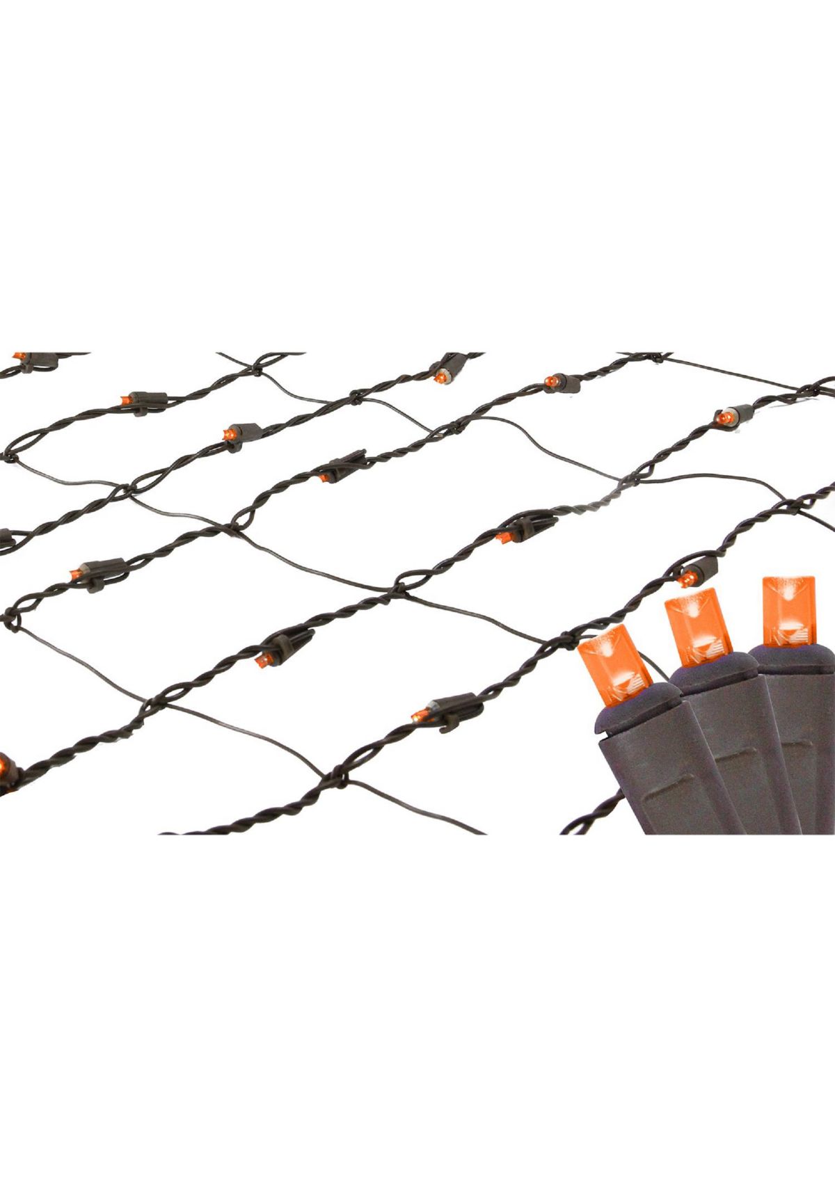 2 x 8 Orange LED Net Style Tree Trunk Wrap Christmas Lights - Brown Wire