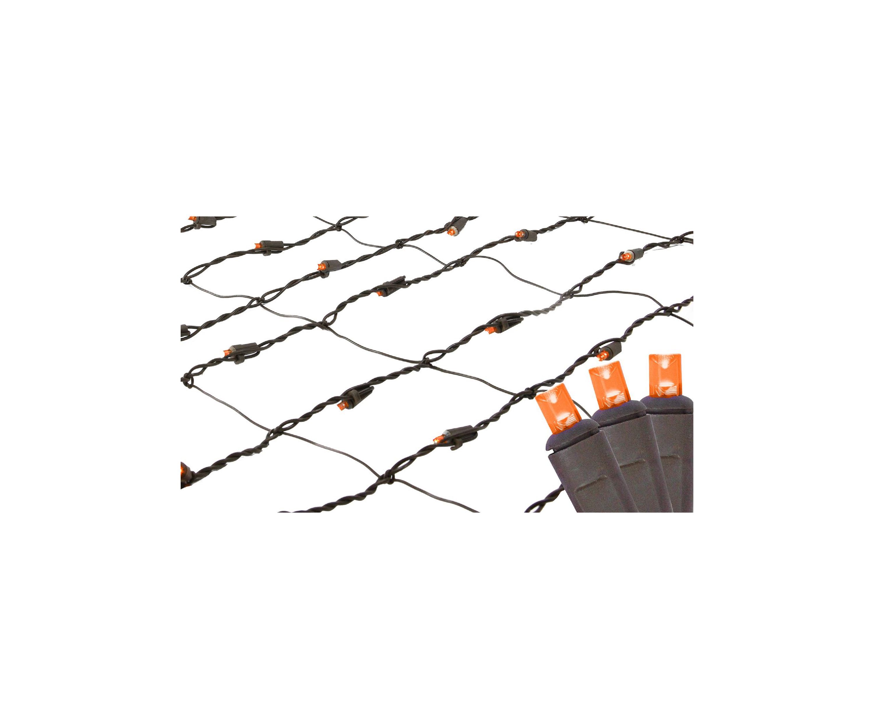 2 x 8 Orange LED Net Style Tree Trunk Wrap Christmas Lights - Brown Wire