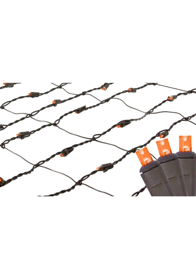 2 x 8 Orange LED Net Style Tree Trunk Wrap Christmas Lights - Brown Wire