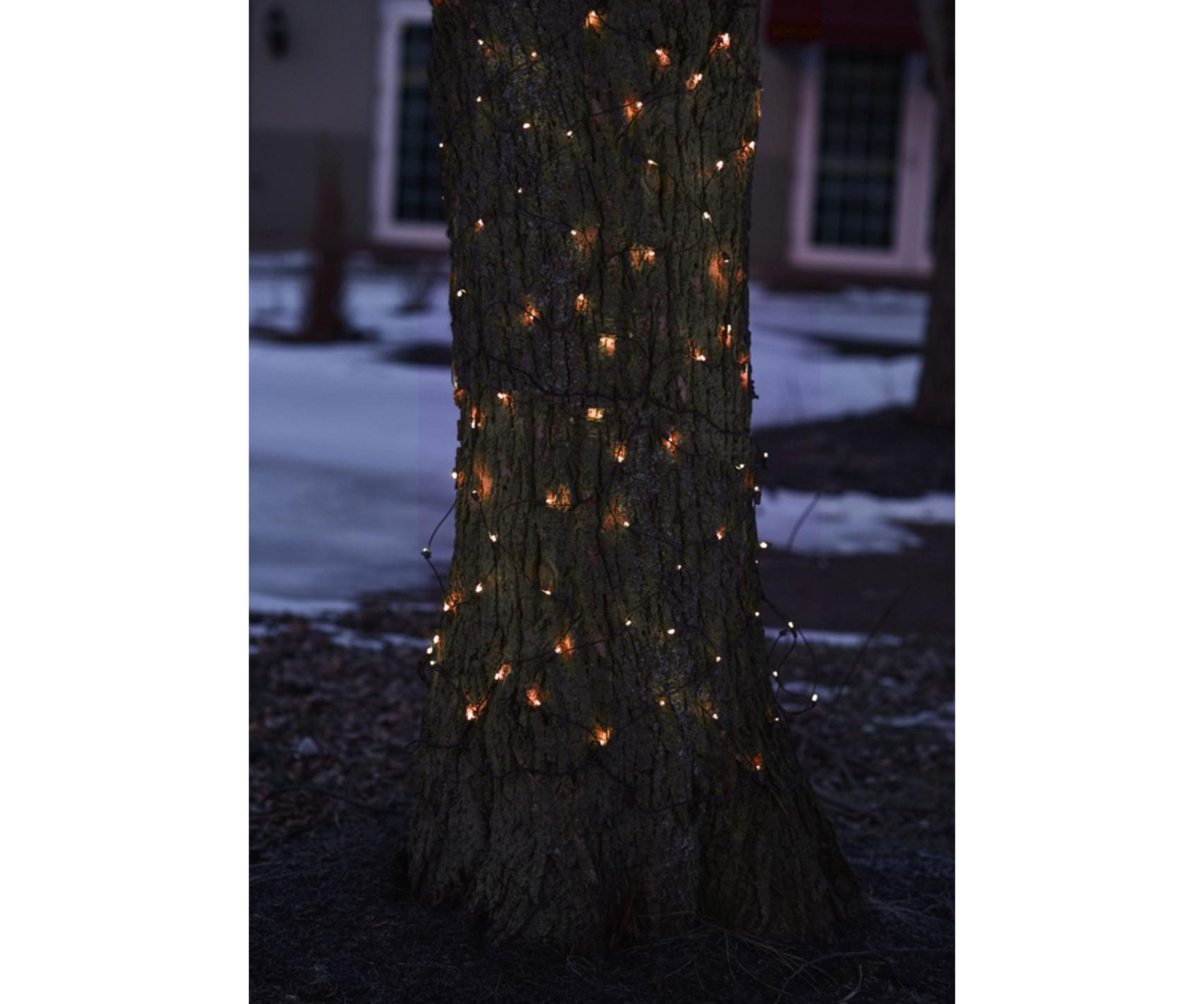 2 x 8 Orange LED Net Style Tree Trunk Wrap Christmas Lights - Brown Wire
