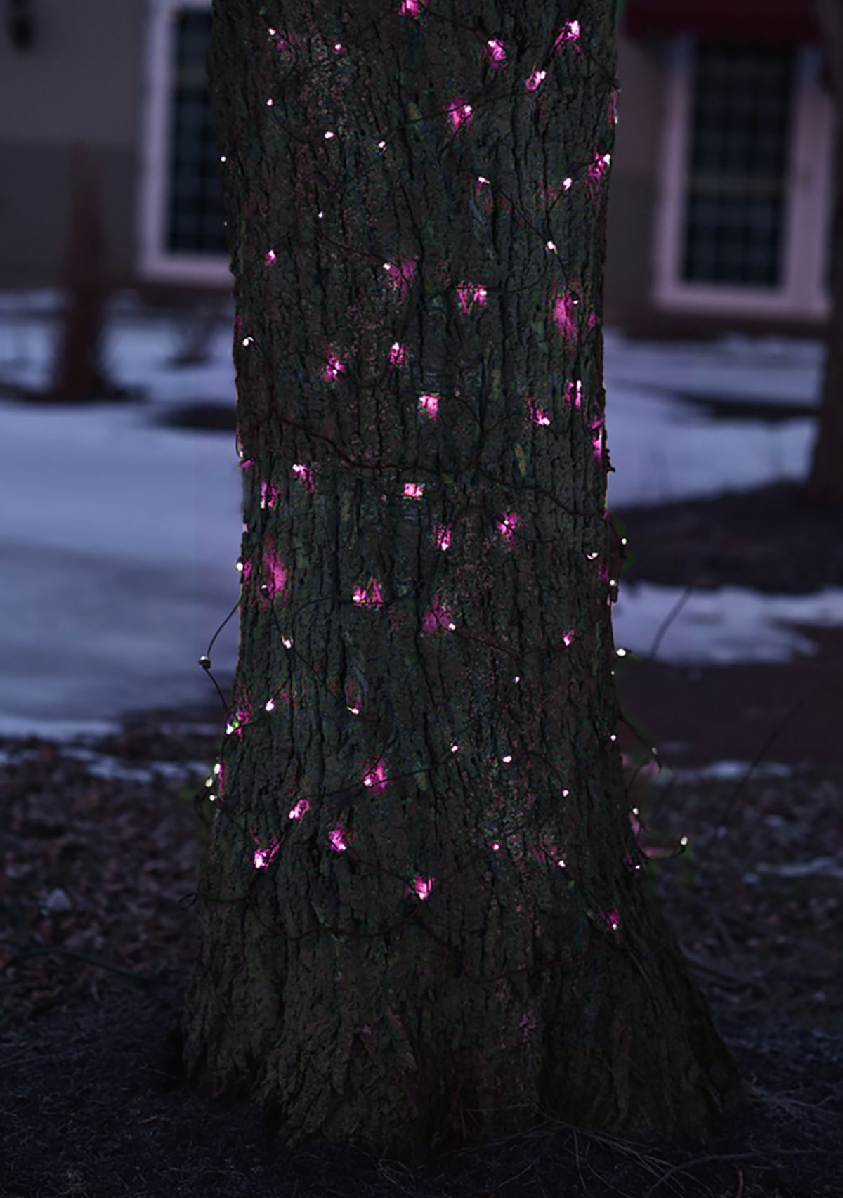 2 x 8 Pink LED Net Style Tree Trunk Wrap Christmas Net Lights - Brown Wire