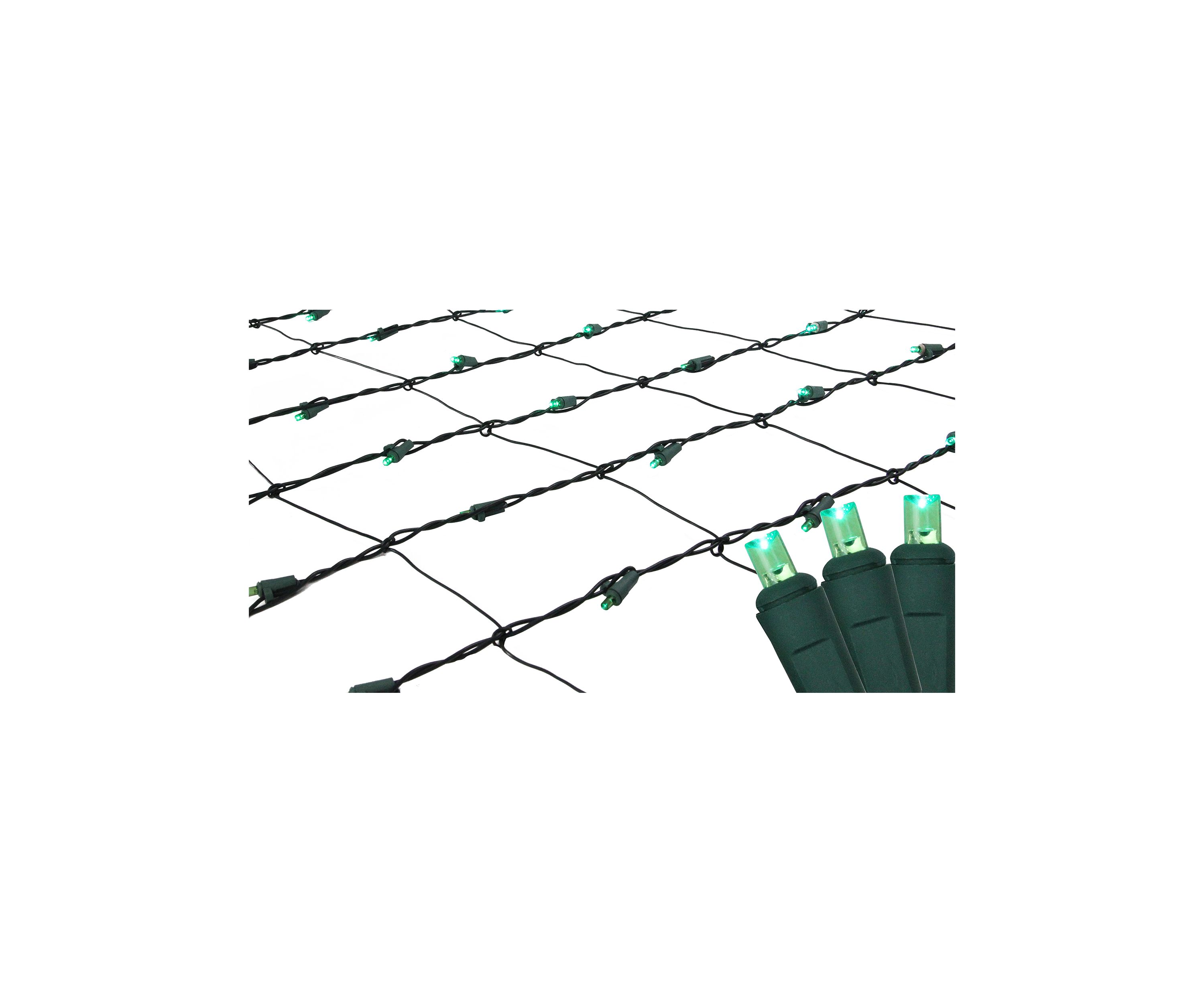 4 x 6 Green LED Wide Angle Christmas Net Lights - Green Wire