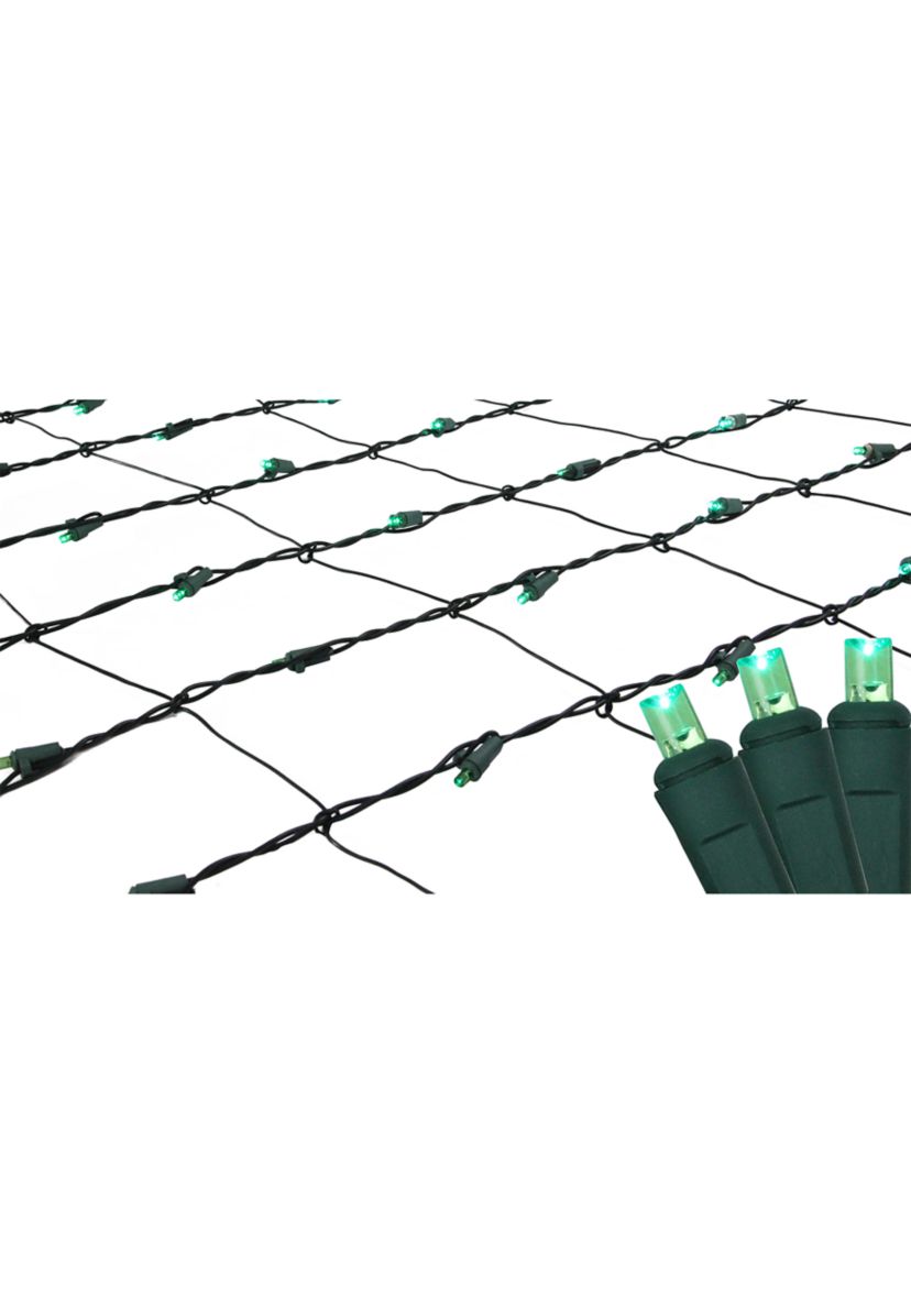 4 x 6 Green LED Wide Angle Christmas Net Lights - Green Wire