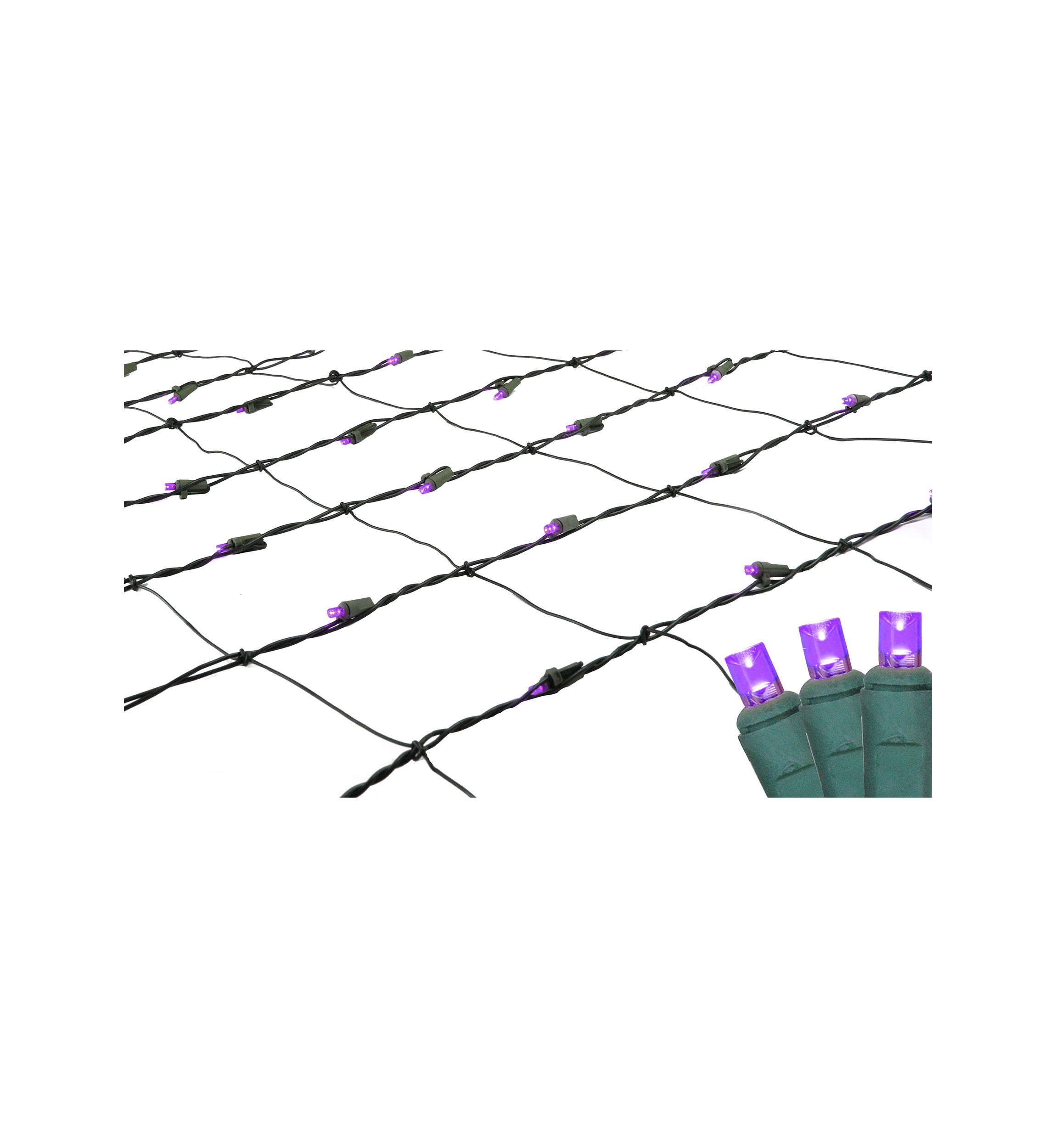 4 x 6 Purple LED Wide Angle Net Style Christmas Lights - Green Wire