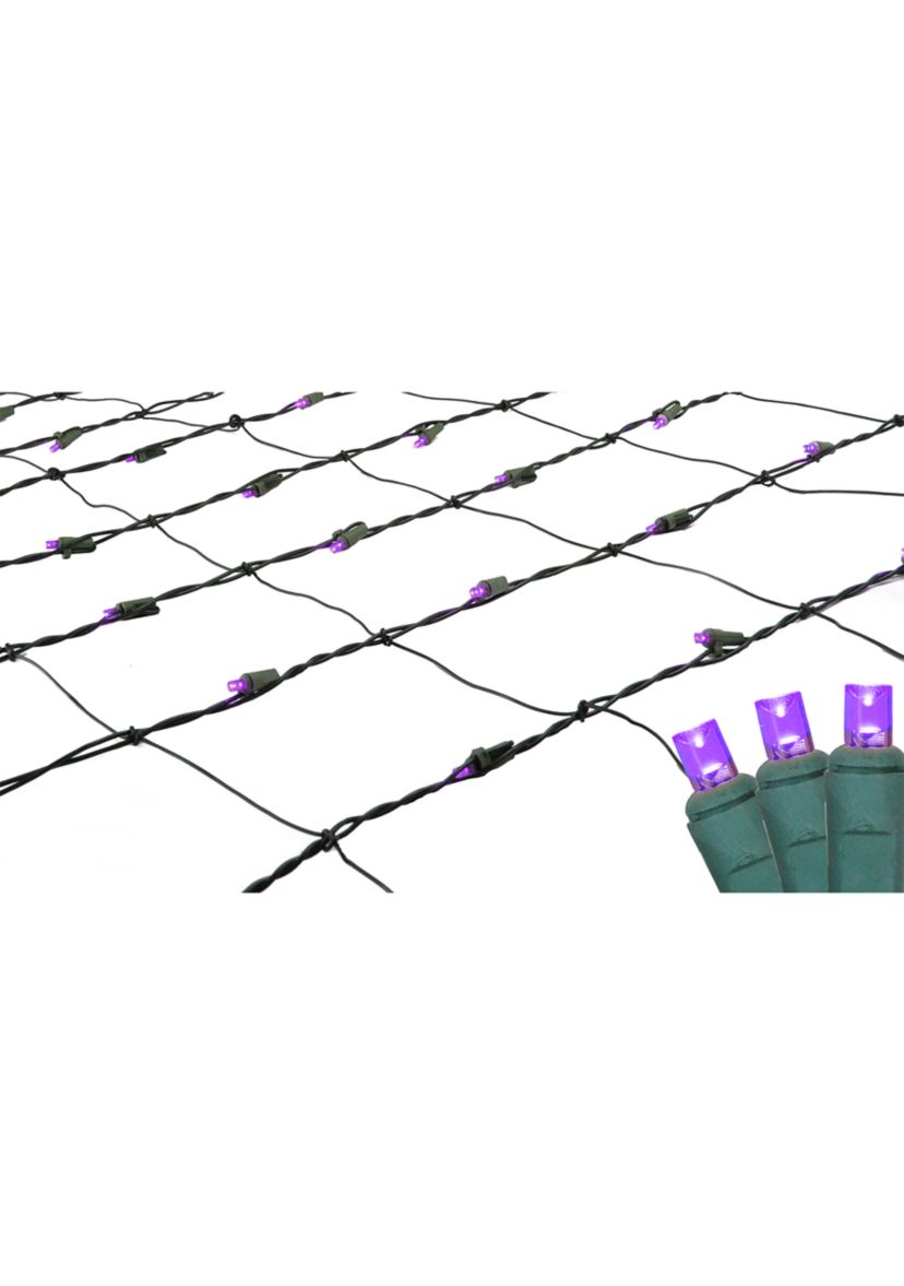 4 x 6 Purple LED Wide Angle Net Style Christmas Lights - Green Wire