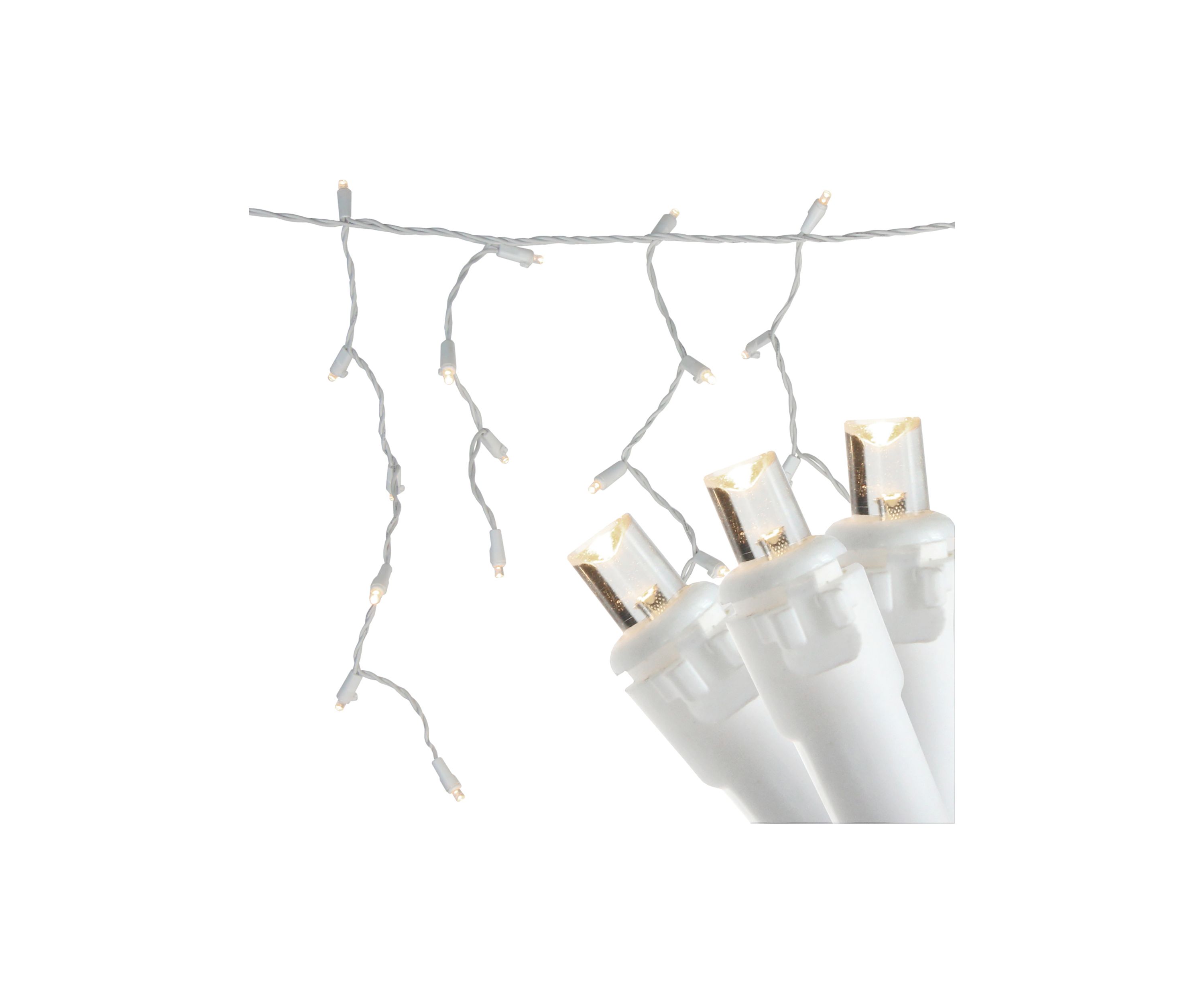 100ct White LED Wide Angle Icicle Christmas Lights - White Wire