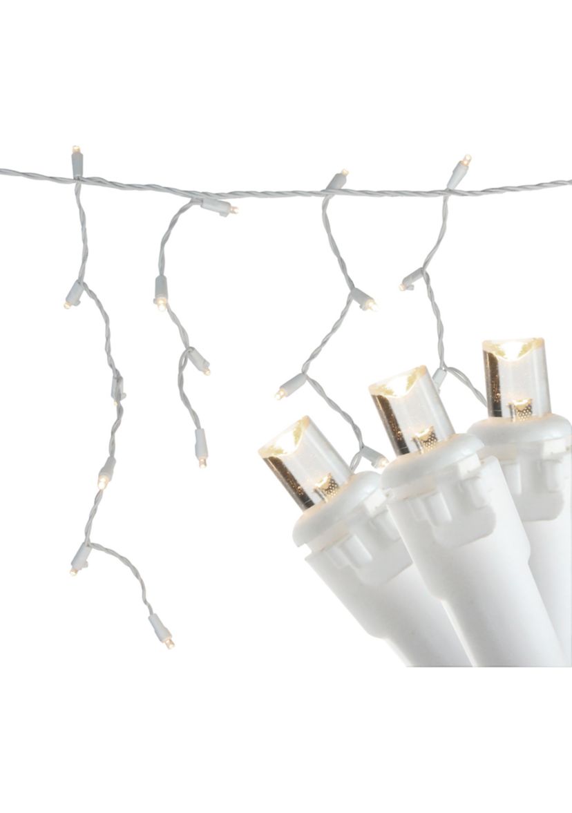 100ct White LED Wide Angle Icicle Christmas Lights - White Wire