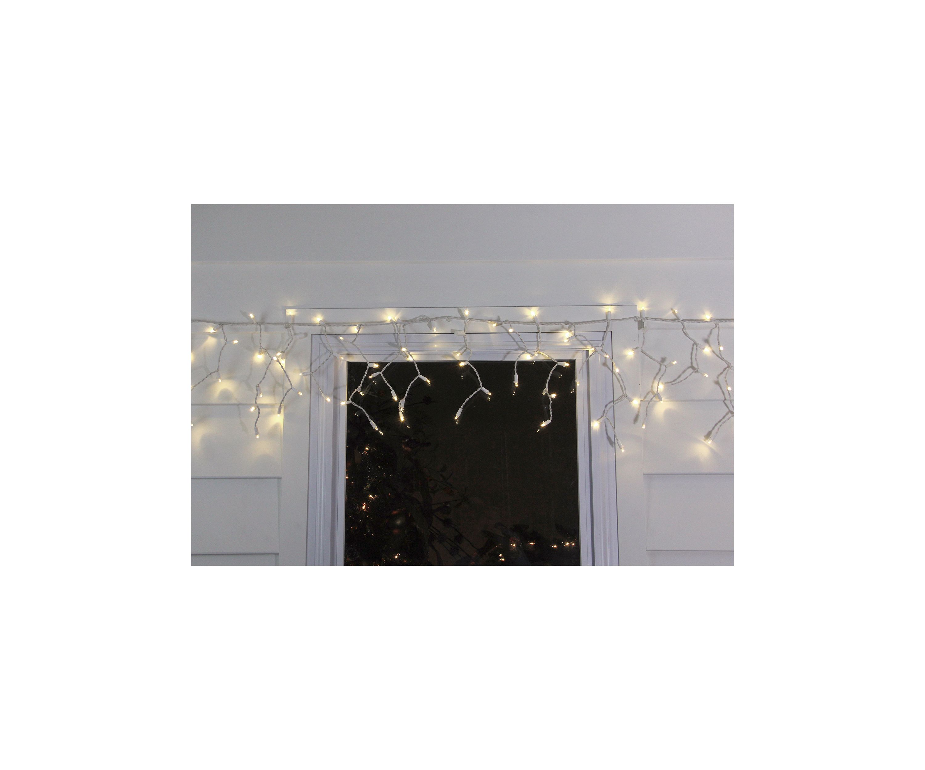 100ct White LED Wide Angle Icicle Christmas Lights - White Wire
