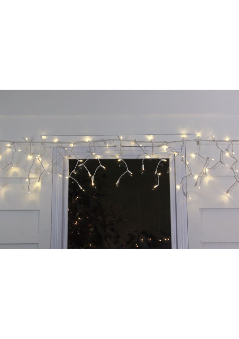 100ct White LED Wide Angle Icicle Christmas Lights - White Wire