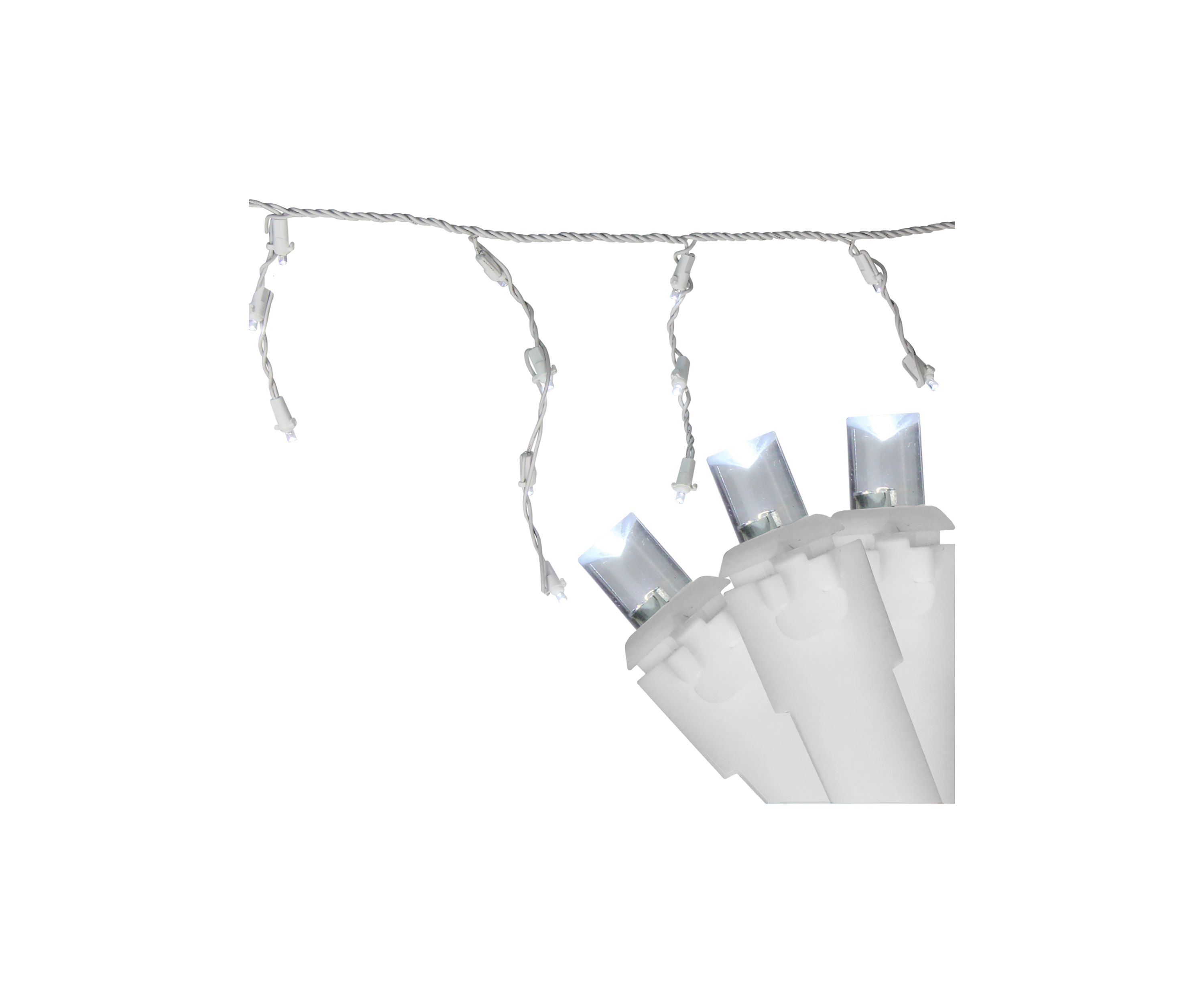 100 White LED Wide Angle Christmas Icicle Lights - 5.5 ft White Wire