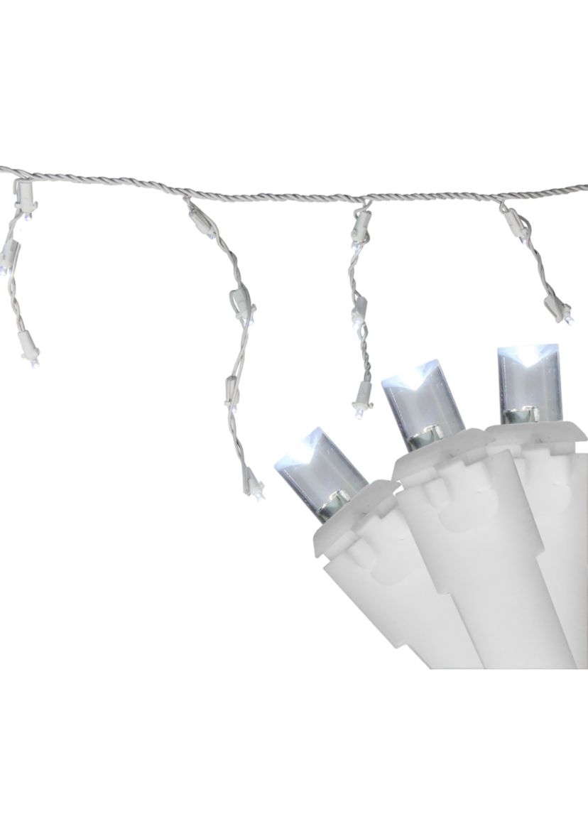 100 White LED Wide Angle Christmas Icicle Lights - 5.5 ft White Wire