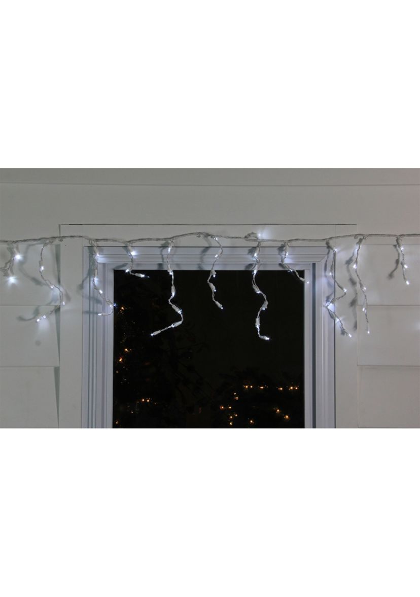 100 White LED Wide Angle Christmas Icicle Lights - 5.5 ft White Wire
