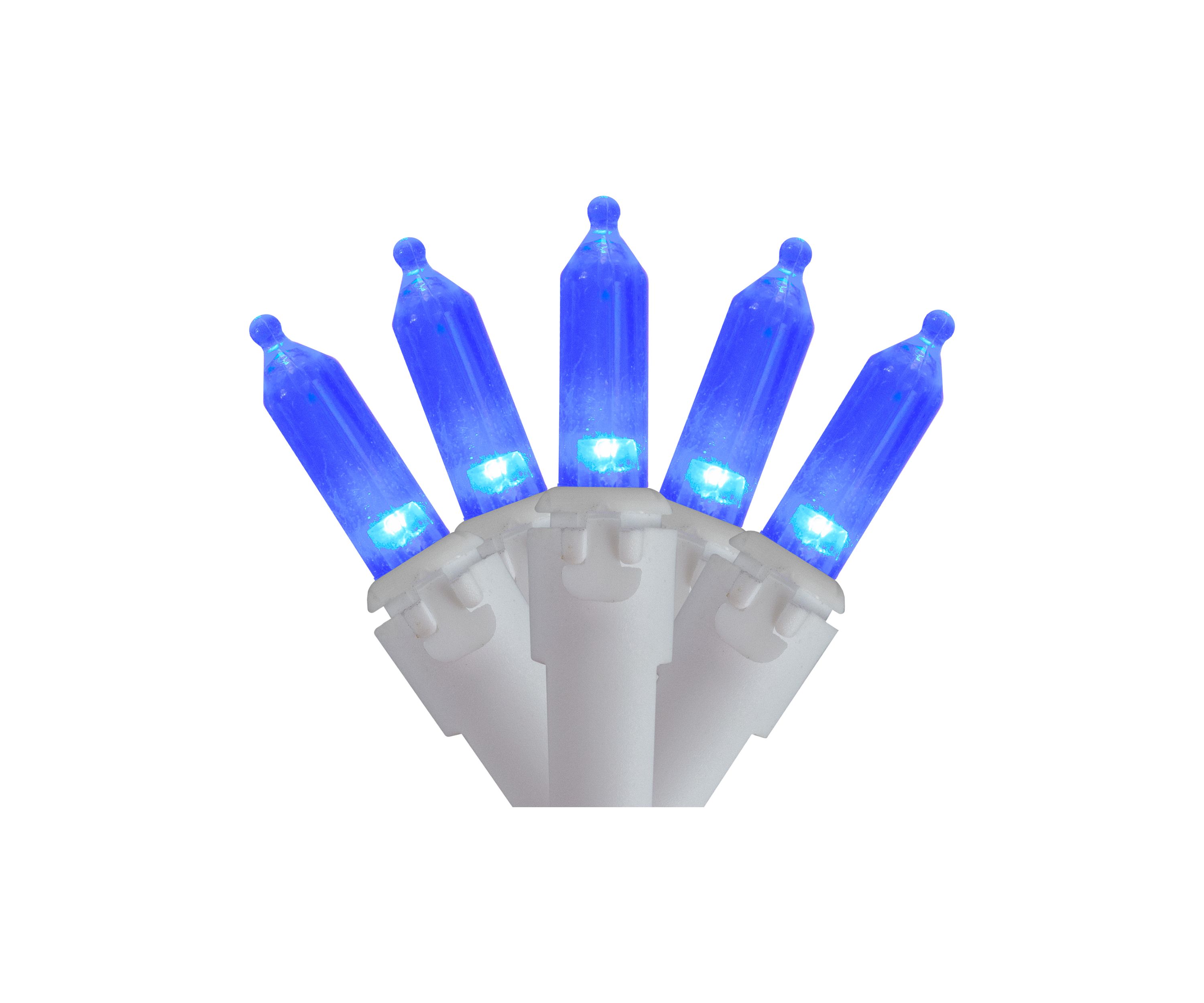 100 Blue LED Mini Christmas Lights - 33 ft White Wire