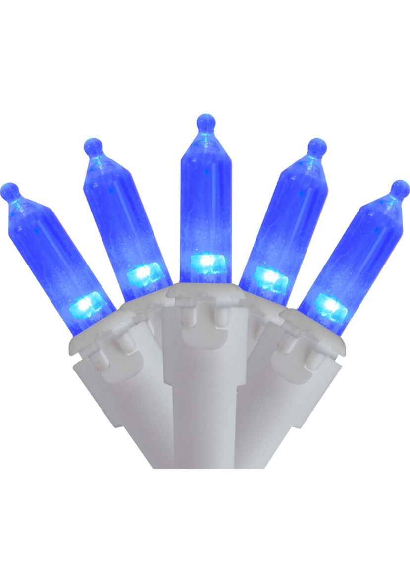 100 Blue LED Mini Christmas Lights - 33 ft White Wire