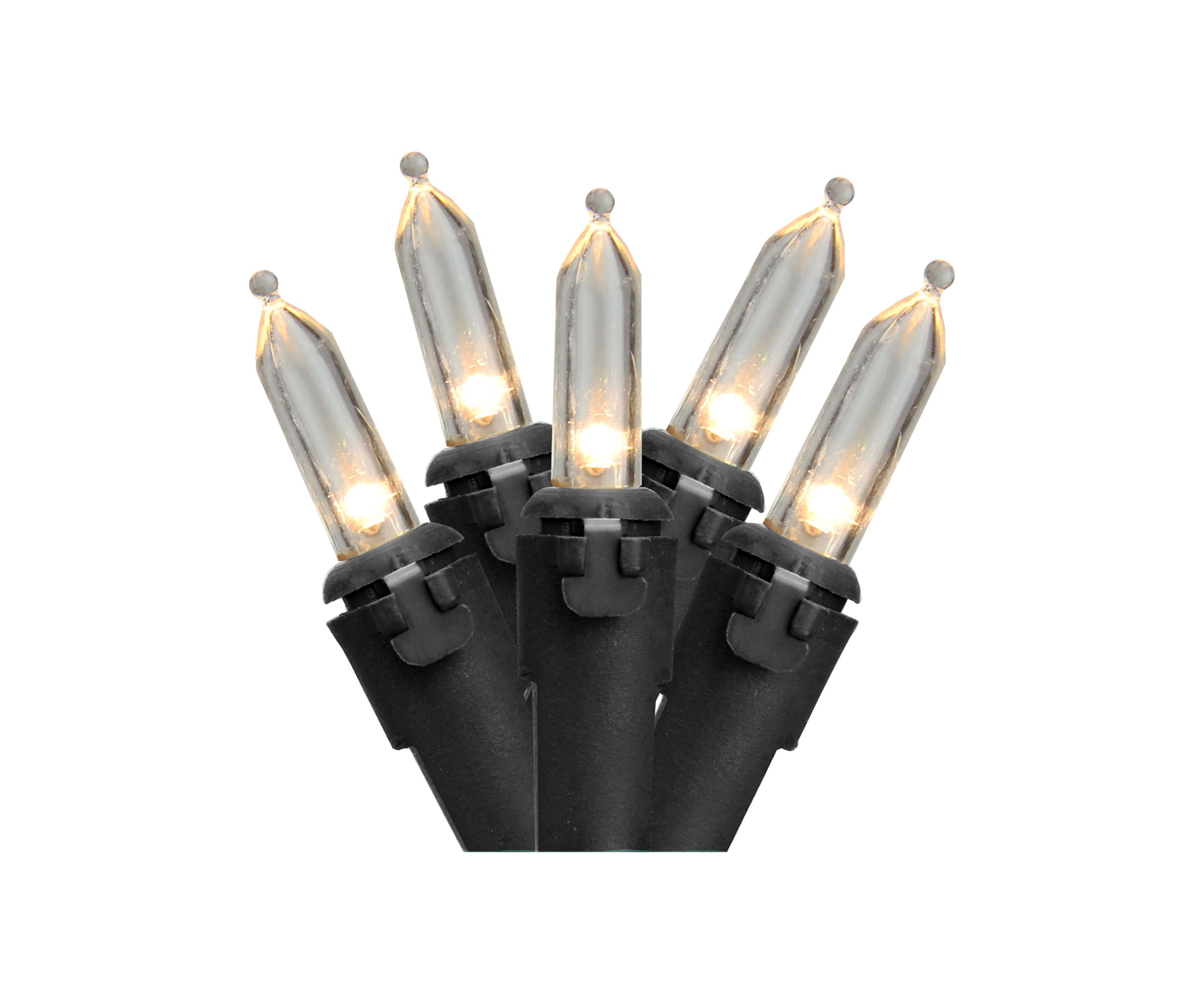 100 White LED Mini Christmas Lights - 33 ft Black Wire