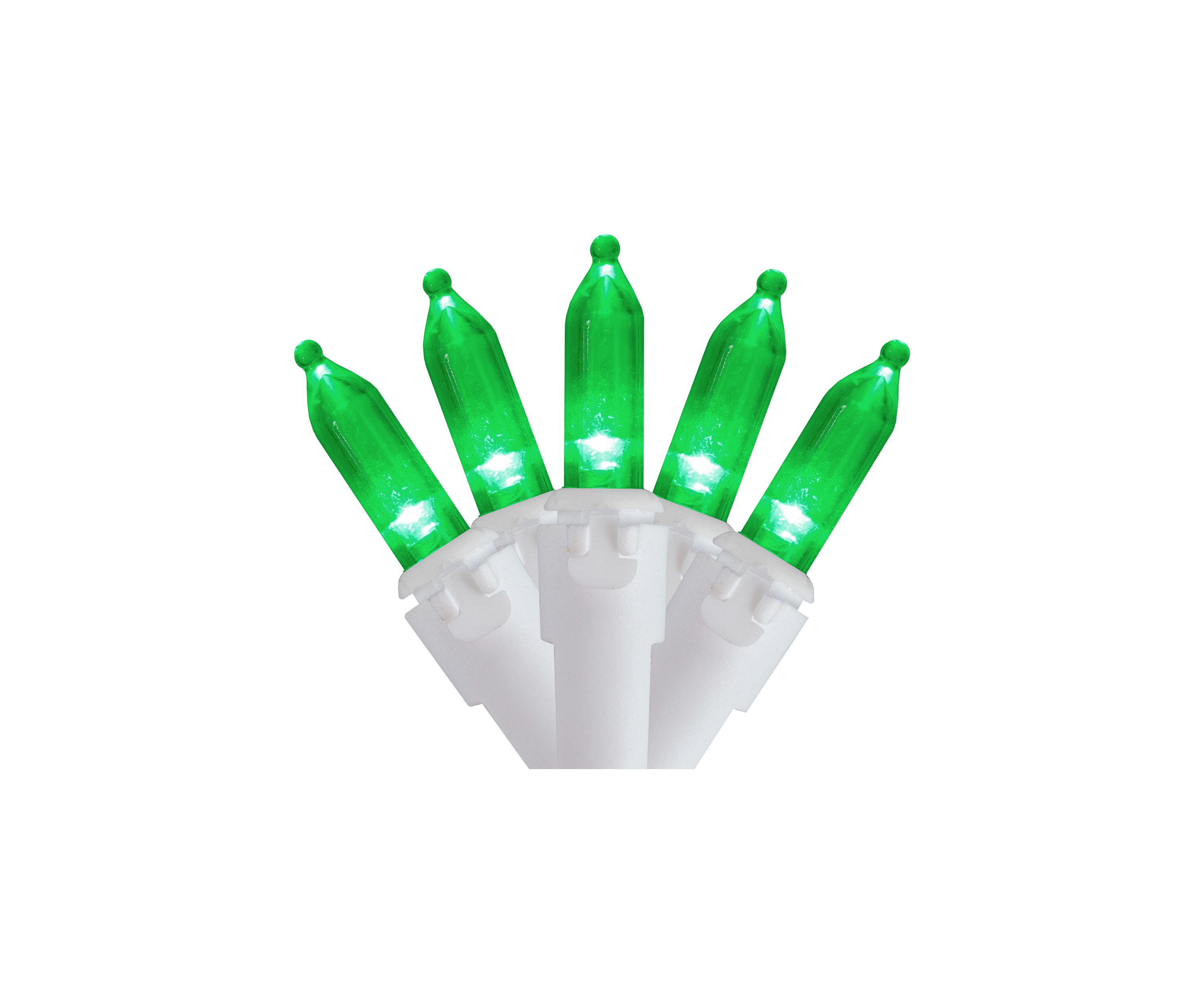 100 Green LED Mini Christmas Lights - 33 ft White Wire