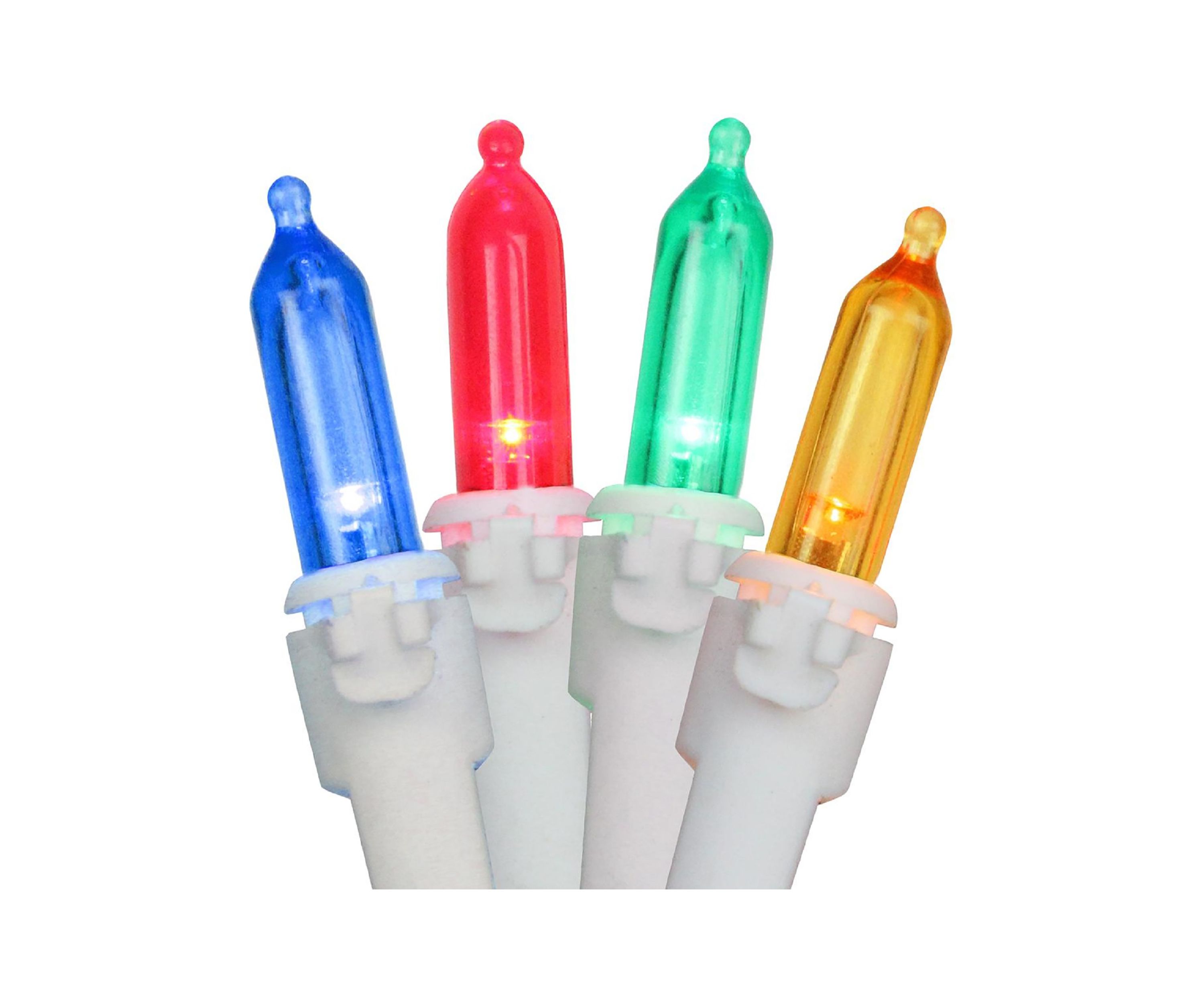Set of 100 Multi-Color LED Mini Christmas Lights 4Inch Spacing - White Wire